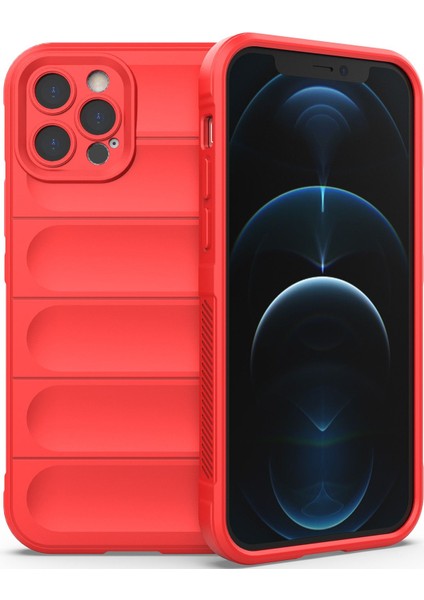iPhone 12 Pro İçin Kaymaz Silikon Telefon Kılıfı - Kırmızı (Yurt Dışından)