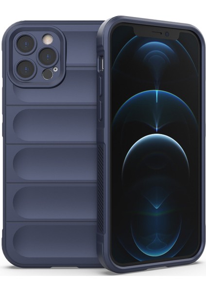 iPhone 12 Pro İçin Kaymaz Silikon Telefon Kılıfı - Lacivert (Yurt Dışından)