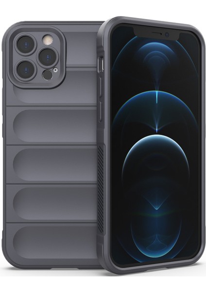 iPhone 12 Pro İçin Kaymaz Silikon Telefon Kılıfı - Koyu Gri (Yurt Dışından)