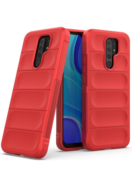 Redmi 9 İçin Kaymaz Silikon Telefon Kılıfı - Kırmızı (Yurt Dışından)