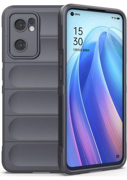 Reno7 5G İçin Kaymaz Silikon Telefon Kılıfı - Koyu Gri (Yurt Dışından)