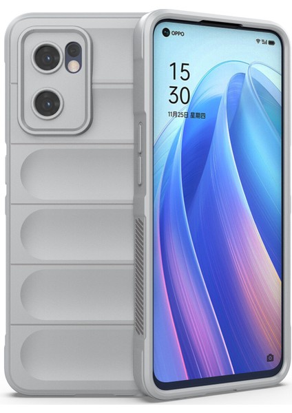 Reno7 5G İçin Kaymaz Silikon Telefon Kılıfı - Gri (Yurt Dışından)