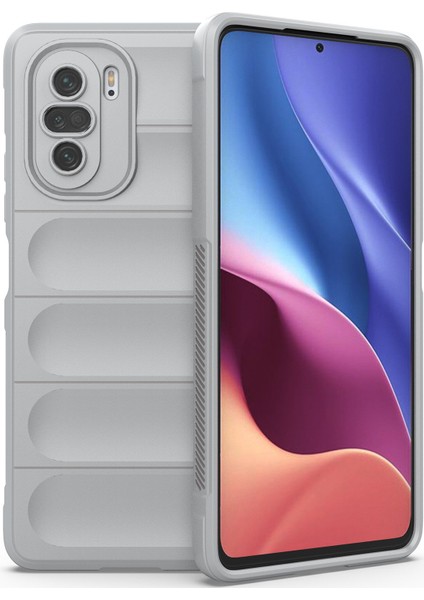 Poco F3 İçin Kaymaz Silikon Telefon Kılıfı - Gri (Yurt Dışından)