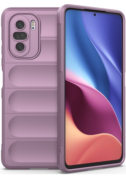 Poco F3 İçin Kaymaz Silikon Telefon Kılıfı - Mor (Yurt Dışından)