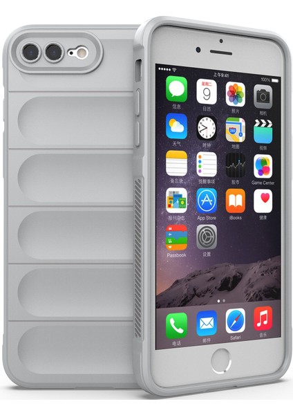iPhone 8 Plus / 7 Plus İçin Kaymaz Silikon Telefon Kılıfı - Gri (Yurt Dışından)