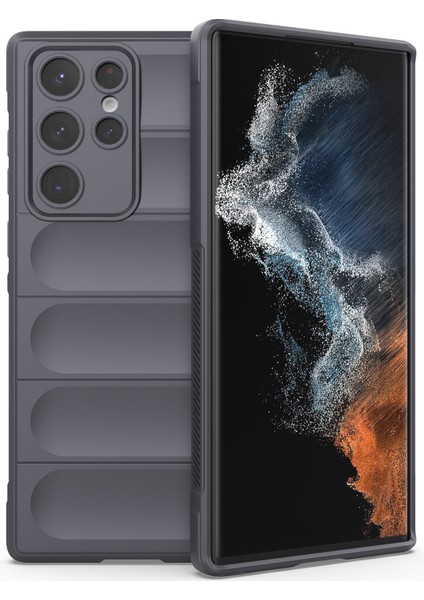 Galaxy S22 Ultra 5G İçin Kaymaz Silikon Telefon Kılıfı - Koyu Gri (Yurt Dışından)