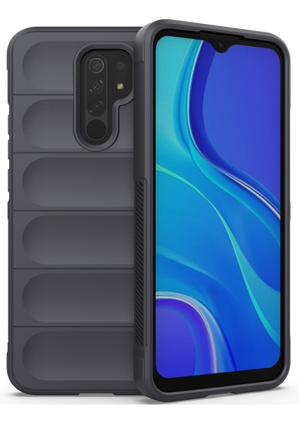 Redmi 9 İçin Kaymaz Silikon Telefon Kılıfı - Koyu Gri (Yurt Dışından)