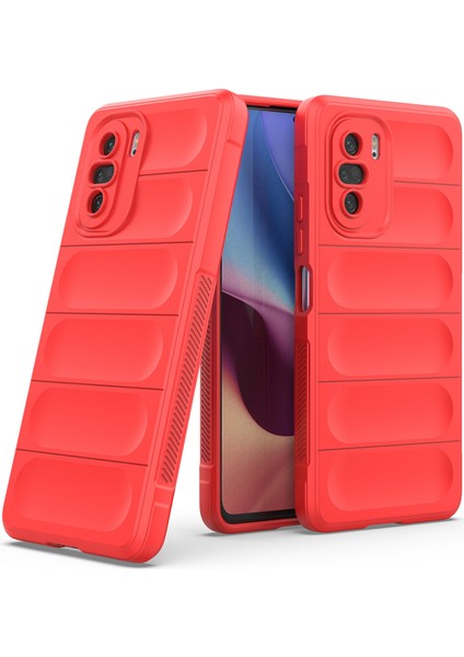 Poco F3 İçin Kaymaz Silikon Telefon Kılıfı - Kırmızı (Yurt Dışından)