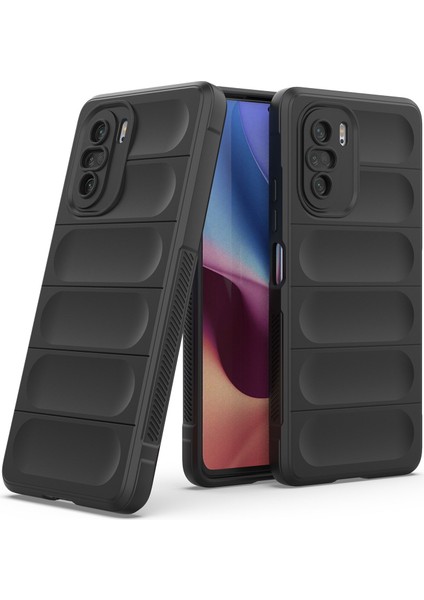 Poco F3 İçin Kaymaz Silikon Telefon Kılıfı - Siyah (Yurt Dışından)