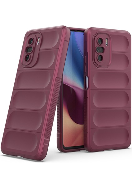 Poco F3 İçin Kaymaz Silikon Telefon Kılıfı - Koyu Kırmızı (Yurt Dışından)