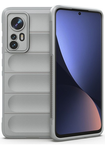 12 Lite İçin Kaymaz Silikon Telefon Kılıfı - Gri (Yurt Dışından)
