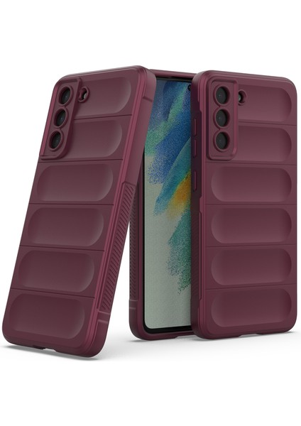 Galaxy S21 Fe 5G İçin Kaymaz Silikon Telefon Kılıfı - Koyu Kırmızı (Yurt Dışından)