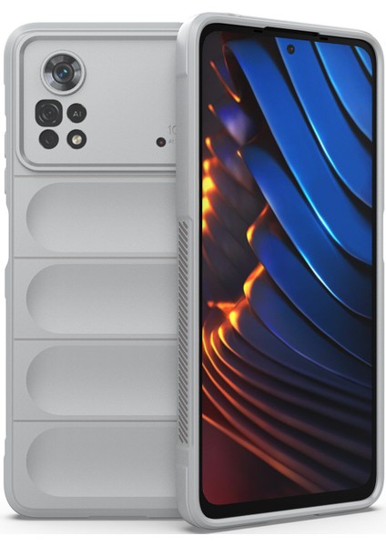 Poco X4 Pro 5G İçin Kaymaz Silikon Telefon Kılıfı - Gri (Yurt Dışından)