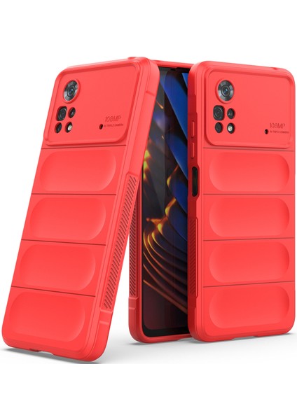 Poco X4 Pro 5G İçin Kaymaz Silikon Telefon Kılıfı - Kırmızı (Yurt Dışından)