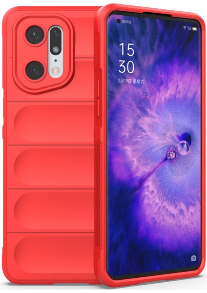 Find X5 Pro İçin Kaymaz Silikon Telefon Kılıfı - Kırmızı (Yurt Dışından)