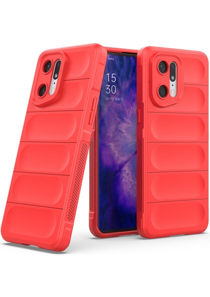 Find X5 Pro İçin Kaymaz Silikon Telefon Kılıfı - Kırmızı (Yurt Dışından)
