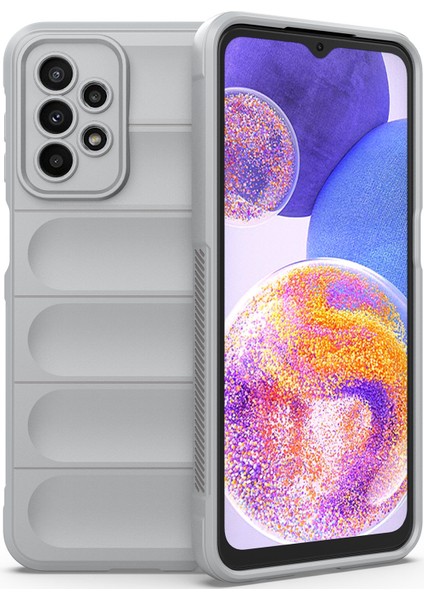 Galaxy A23 İçin Kaymaz Silikon Telefon Kılıfı - Gri (Yurt Dışından)