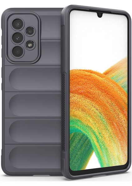 Galaxy A33 5G İçin Kaymaz Silikon Telefon Kılıfı - Koyu Gri (Yurt Dışından)