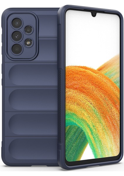 Galaxy A33 5G İçin Kaymaz Silikon Telefon Kılıfı - Lacivert (Yurt Dışından)