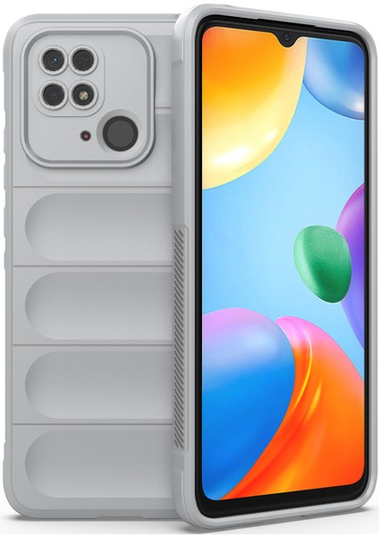Redmi 10C İçin Kaymaz Silikon Telefon Kılıfı - Gri (Yurt Dışından)