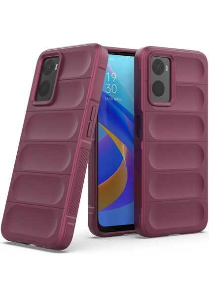 A36 4G / A76 4G / Realme 9i İçin Kaymaz Silikon Telefon Kılıfı - Koyu Kırmızı (Yurt Dışından)