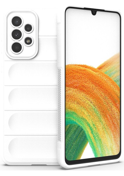 Galaxy A33 5G İçin Kaymaz Silikon Telefon Kılıfı - Beyaz (Yurt Dışından)