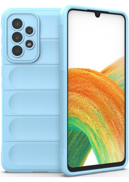 Galaxy A33 5G İçin Kaymaz Silikon Telefon Kılıfı - Mavi (Yurt Dışından)