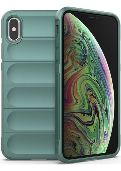 iPhone XS / iPhone X İçin Kaymaz Silikon Telefon Kılıfı - Yeşil (Yurt Dışından)