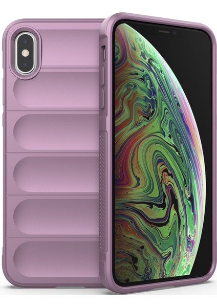 iPhone XS / iPhone X İçin Kaymaz Silikon Telefon Kılıfı - Mor (Yurt Dışından)