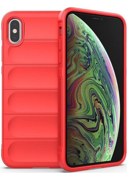 iPhone XS / iPhone X İçin Kaymaz Silikon Telefon Kılıfı - Kırmızı (Yurt Dışından)