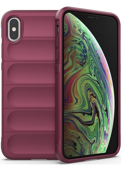 iPhone XS / iPhone X İçin Kaymaz Silikon Telefon Kılıfı - Koyu Kırmızı (Yurt Dışından)