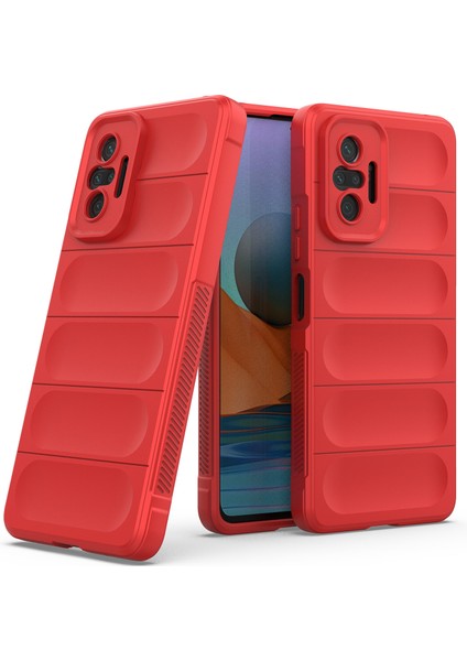 Redmi Note 10 Pro / 10 Pro Max İçin Kaymaz Silikon Telefon Kılıfı - Kırmızı (Yurt Dışından)