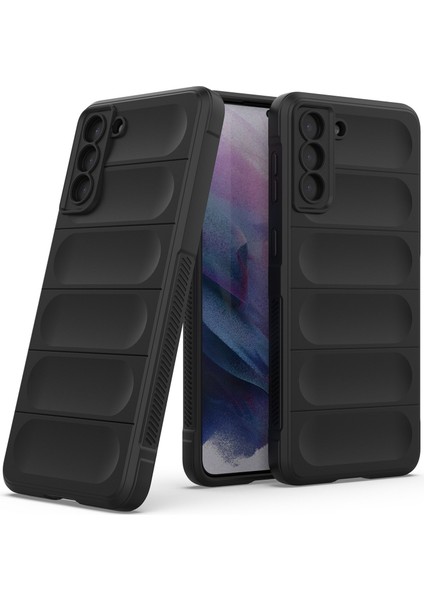 Galaxy S21 Plus 5G İçin Kaymaz Silikon Telefon Kılıfı - Siyah (Yurt Dışından)