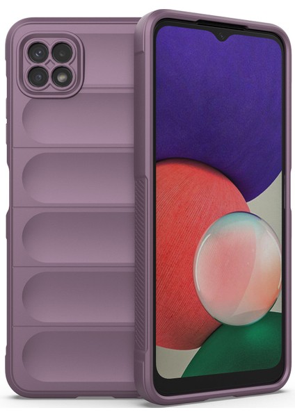 Galaxy A22 5G İçin Kaymaz Silikon Telefon Kılıfı - Mor (Yurt Dışından)
