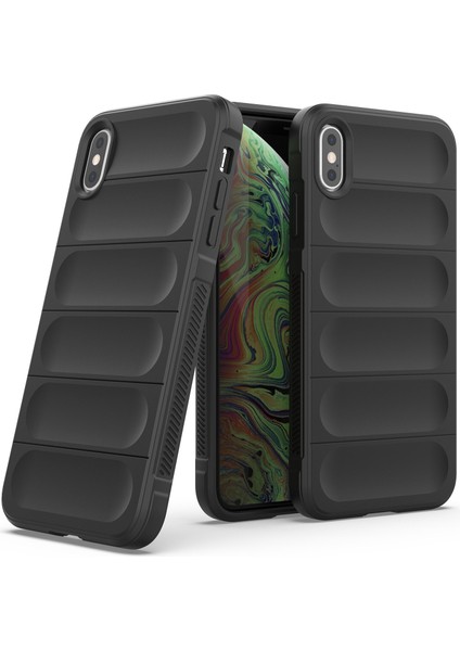 iPhone XS / iPhone X İçin Kaymaz Silikon Telefon Kılıfı - Siyah (Yurt Dışından)