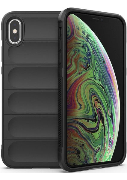iPhone XS / iPhone X İçin Kaymaz Silikon Telefon Kılıfı - Siyah (Yurt Dışından)
