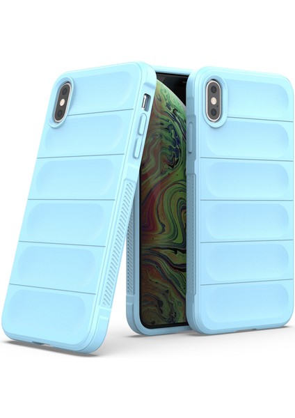 iPhone XS / iPhone X İçin Kaymaz Silikon Telefon Kılıfı - Mavi (Yurt Dışından)
