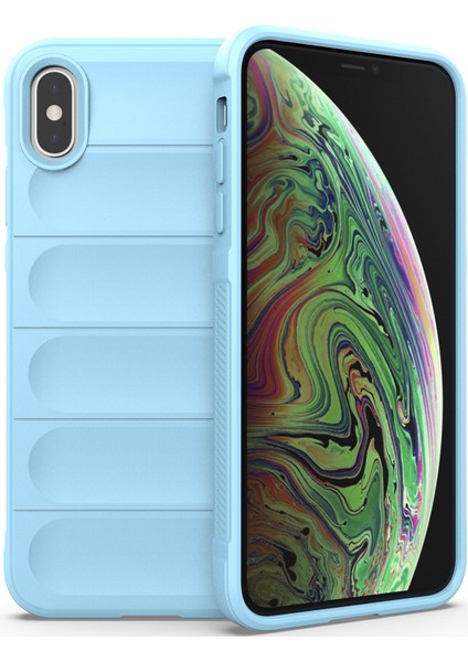 iPhone XS / iPhone X İçin Kaymaz Silikon Telefon Kılıfı - Mavi (Yurt Dışından)