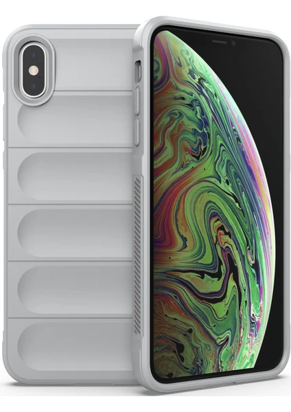 iPhone XS / iPhone X İçin Kaymaz Silikon Telefon Kılıfı - Gri (Yurt Dışından)