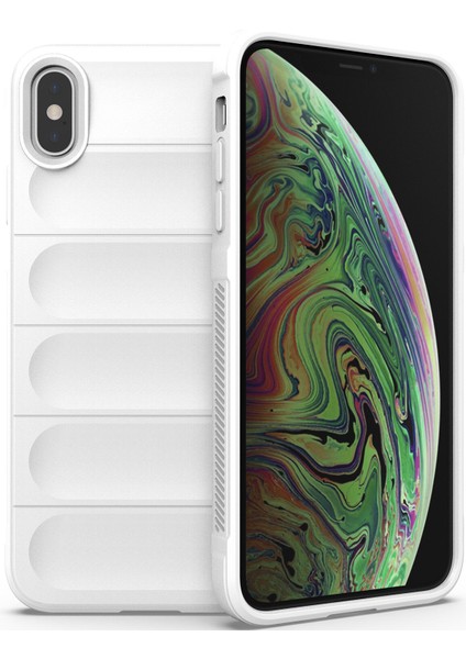 iPhone XS / iPhone X İçin Kaymaz Silikon Telefon Kılıfı - Beyaz (Yurt Dışından)