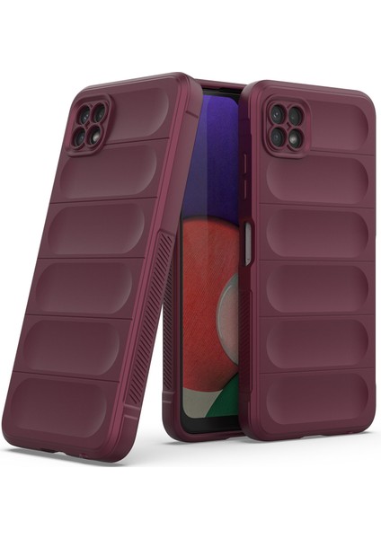 Galaxy A22 5G İçin Kaymaz Silikon Telefon Kılıfı - Koyu Kırmızı (Yurt Dışından)