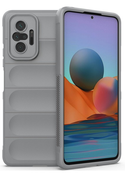 Redmi Note 10 Pro / 10 Pro Max İçin Kaymaz Silikon Telefon Kılıfı - Gri (Yurt Dışından)