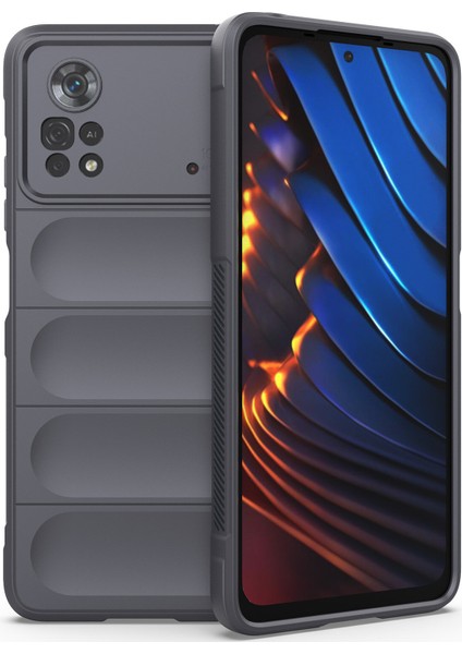 Poco X4 Pro 5G İçin Kaymaz Silikon Telefon Kılıfı - Koyu Gri (Yurt Dışından)