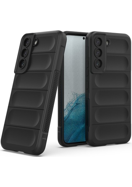 Galaxy S22 5G İçin Kaymaz Silikon Telefon Kılıfı - Siyah (Yurt Dışından)