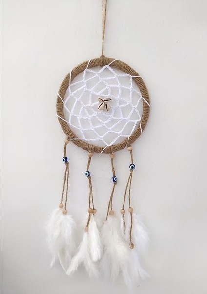 Hdmarketim Nazar Boncuklu Düş Kapanı Dreamcatcher Kuş Tüyü Duvar Süsü