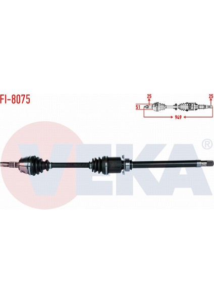 Fıat Fıorıno (225) 1.3 Mjt A-T Uzunluk 949 mm 2008-2013 Komple Aks Sağ Ön 51934088