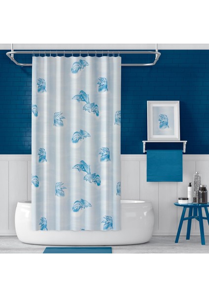 Banyo Duş Perdesi 7085 Tek Kanat 1X110X200 Duşakabin Perdesi Halka Hediyeli