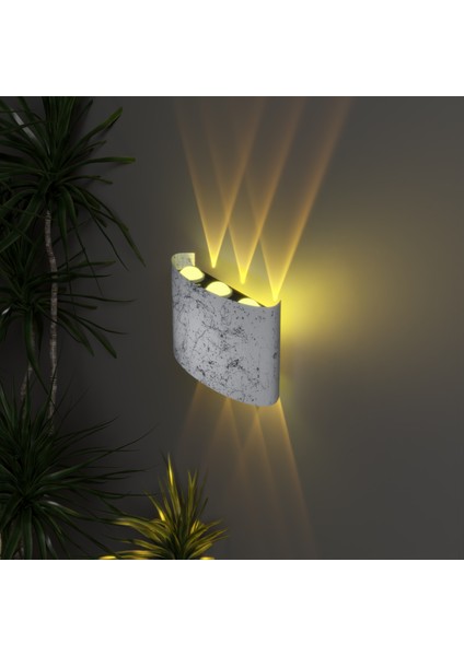 Uranüs Mermer Desen Kasa Amber Işık Ledli Dekoratif Işık Süzmeli Iç Dış Mekan Modern Aplik -Efes fırsatları