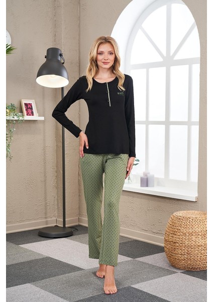 23521 Kadın Patlı Puanlı Pijama Takım modelleri