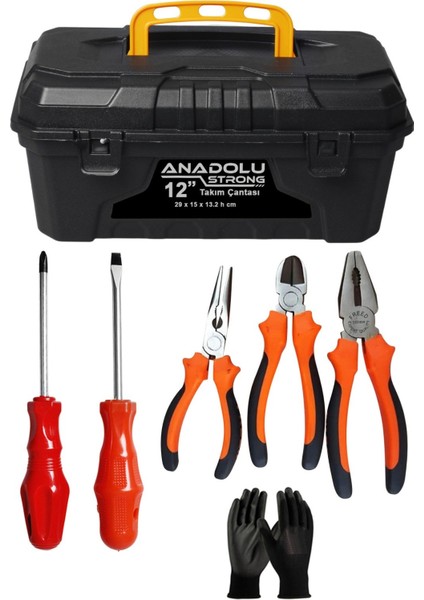 80 mm Pense 160 mm Kargaburun 160 mm Yan Keski Yıldız-Düz Tornavida 5 Li Kombine Set Takım Çantası Eldiven